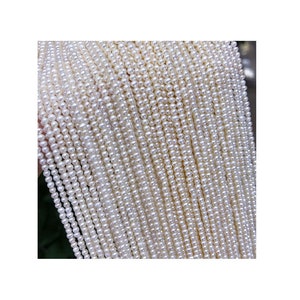 2-3mm Genuine Freshwater White Seed Pearls Off Round Pearl Beads 15.7" Strand Near Round Great Quality PB210