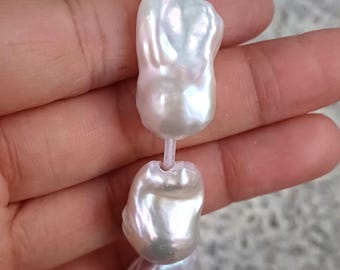 2.5mm Hole Pearl, 13-16×15-25mm  NATURAL Freshwater Pearl Beads, Large Hole, PB2080