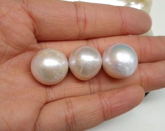 14-17mm White edison Loose pearls,genuine freshwater pearls,near round edison pearls, imperfection on skin  PB1363