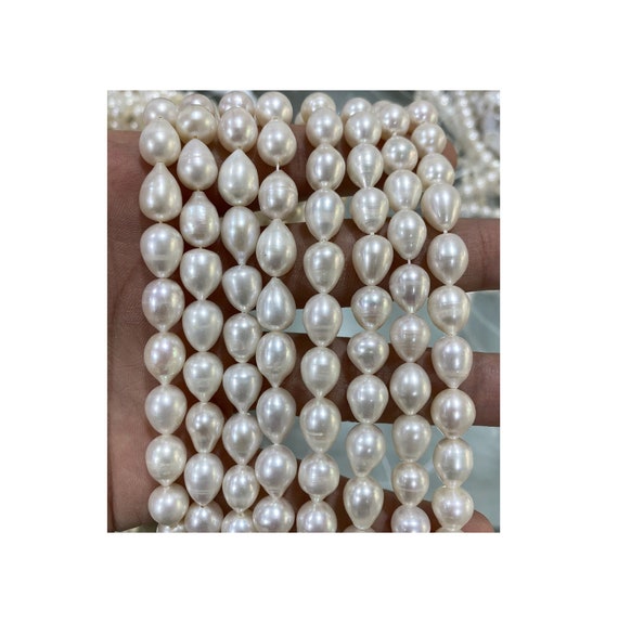 Rare!8-9mm Short White Rice Freshwater Pearls,white Oval Pearl