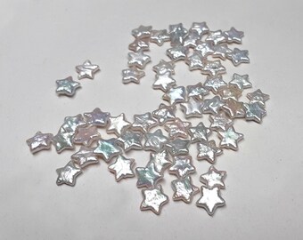11-12 mm 希少天然ホワイトカラー 五芒星パールビーズ、穴なし/半穴
