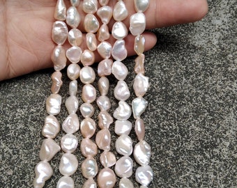 Lot De 7 Perles De Culture D'eau Douce Baroques Cerclées Or - Blanc Rosé 10x12mm - Création Bijoux