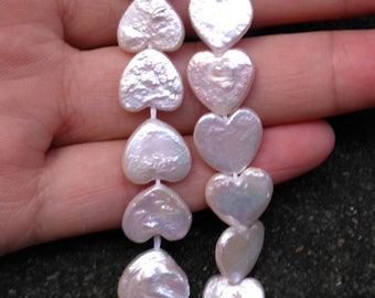 10-13mm White Heart Shaped Freshwater Pearls,White Baroque Pearls, Fully Drilled, Sold by Single Pearl, PB1889