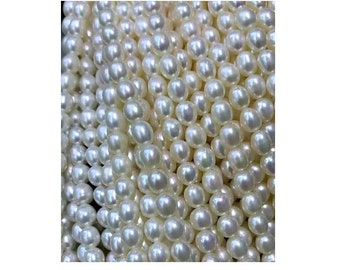 7-8mm White Freshwater Pearl Abacus Rondelle Beads – 14\" Strand, Center-Drilled, Nickel-Free