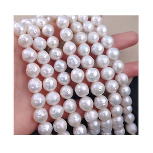 9-10mm Big White Edison Freshwater Pearl Necklace,Genuine Natural Pearl Necklace AA PB986