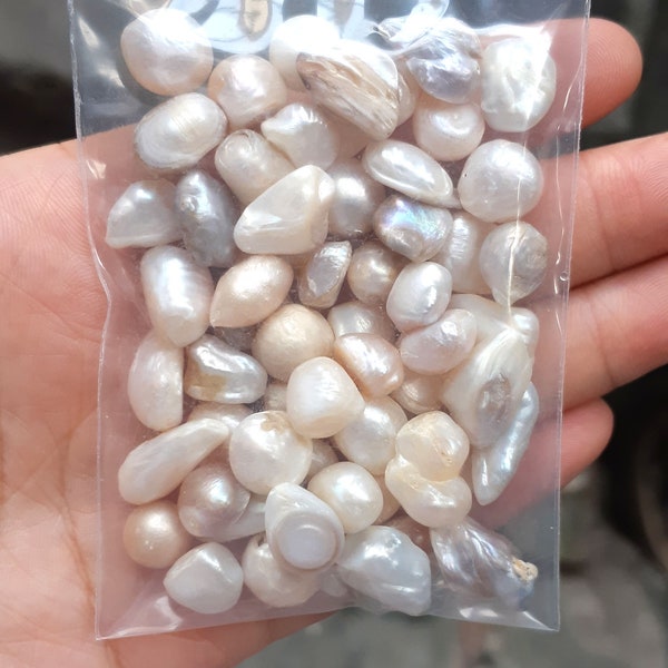 Perlas ásperas de 6-13 mm, perlas genuinas de agua dulce, perlas variadas, sin perforación, perlas naturales, perlas irregulares, 50 g