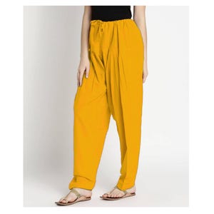 Women Plain Patiala Salwar Pants Pure Cotton Kameez Kurti Tunic Yoga Pantaloons Trouser