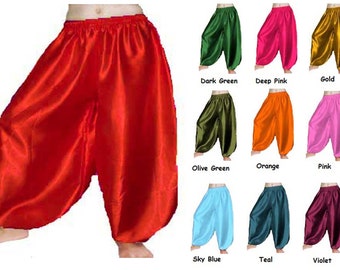 Women Satin Harem Yoga Pant Aladdin Platoons Belly Dancing BOHO Harem Pant with Elastic Waist Band