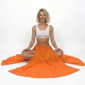 Falda de gasa para danza del vientre: falda circular completa con abertura lateral