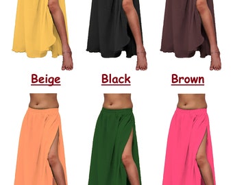 Chiffon Side Cut/Slit Skirt Women's Belly Dancing Skirts Dancewear Costumes for Women and Girls Full Circle Chiffon Skirt Long Opening Skirt