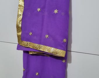 Chiffon Belly Dance Dupatta: Chimki Work Embroidered Veil