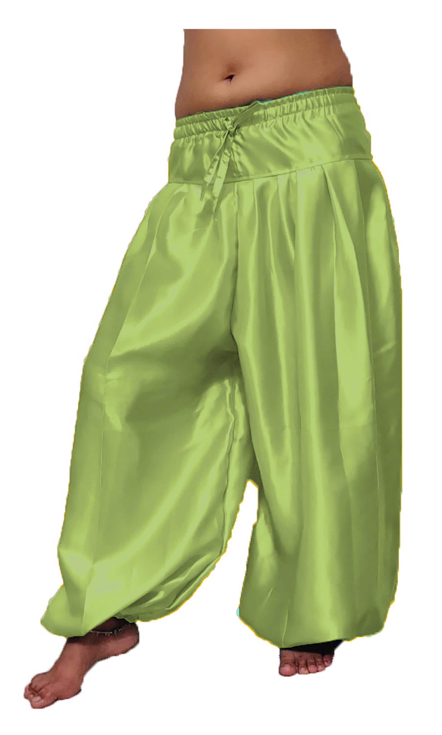 Women Baggy Harem Plated Pant Satin Belly Dance Pantaloons
