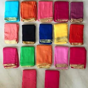 Plain Scarf/ Scarves/ Veil/ Dupatta with Gold Trim Lace Border