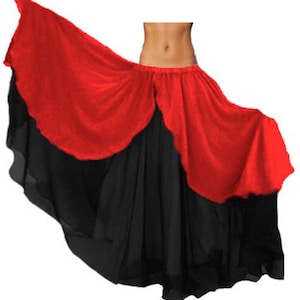 Chiffon Belly Dance Skirt: Two Layer Maxi Tribal Skirt