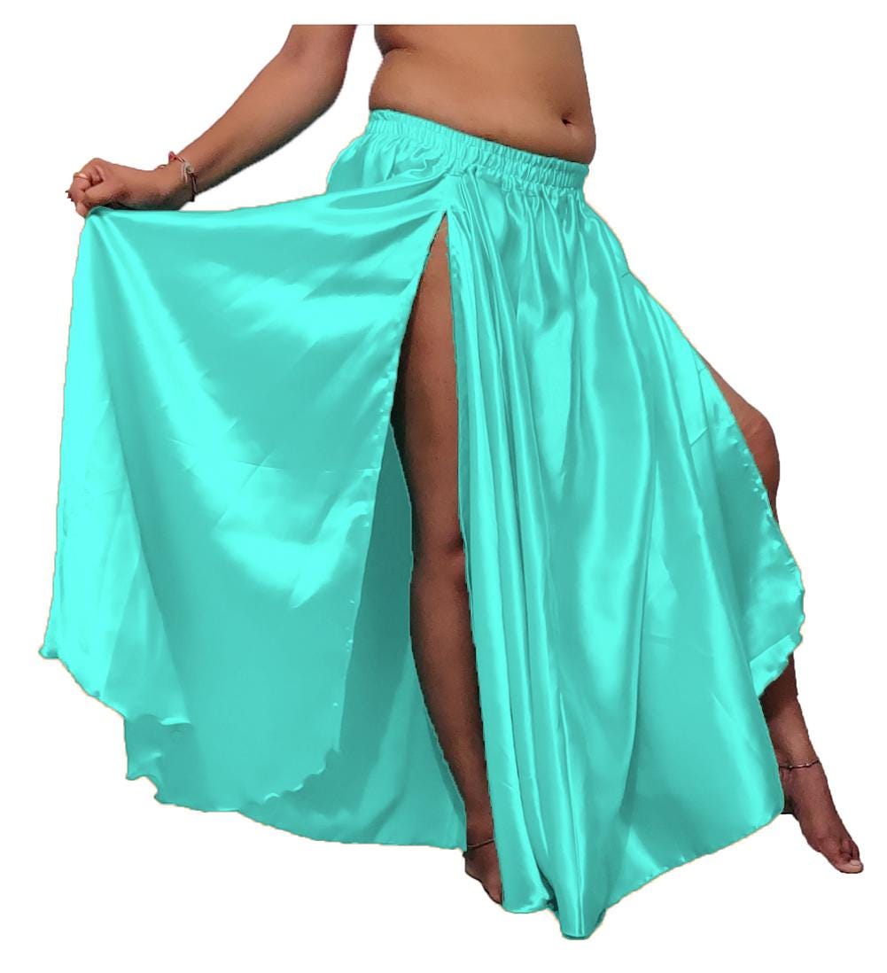 Satin Belly Dance Skirt: Two Side Slit, Full Circle, Long Skirt - Etsy
