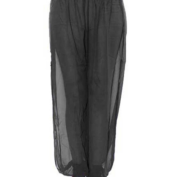 Sheer Silk Harem Pants - Black