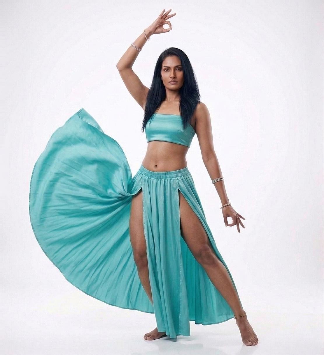 Satin Belly Dance Skirt: Two Side Slit, Full Circle, Long Skirt - Etsy