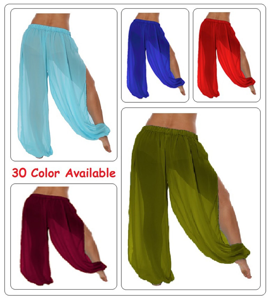 Chiffon 2 Side Slit Harem Pant Genie Costume Sheer Aladdin Etsy