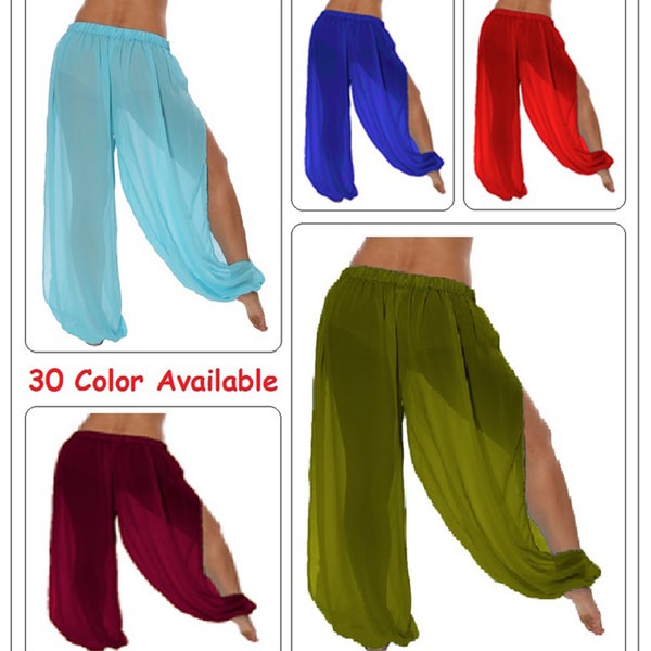 Chiffon Harem Pants, 2 Side cut Women Wear, Ankle Split Pants, Split pant, Belly Dancing harem Pants, Pantaloons Halloween Trouser