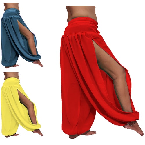 Jasmine Costume For Women Women's Belly Dance Pants - Sequin Harem Pants With Side Splits (One Size) Fortune Teller Costume