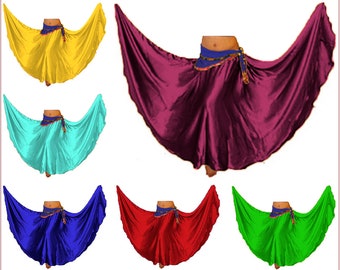 Satin Belly Dancing Full Circle Skirt For Women Wedding Wear Solid Pattern Satin Full Circle Skirt