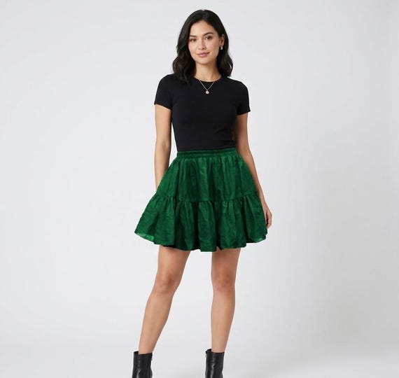 strapless open back dress Belted Pleated Low-Rise Micro Mini Skirt in Ecru main image 1