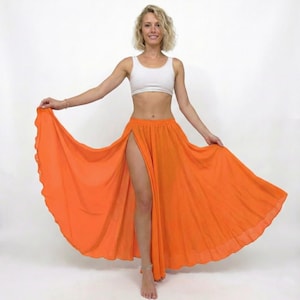 Chiffon Belly Dance Skirt: Side Slit Full Circle Long Skirt