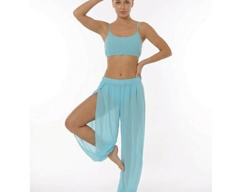 Chiffon Harem Pants: Side Slit Belly Dance Trousers