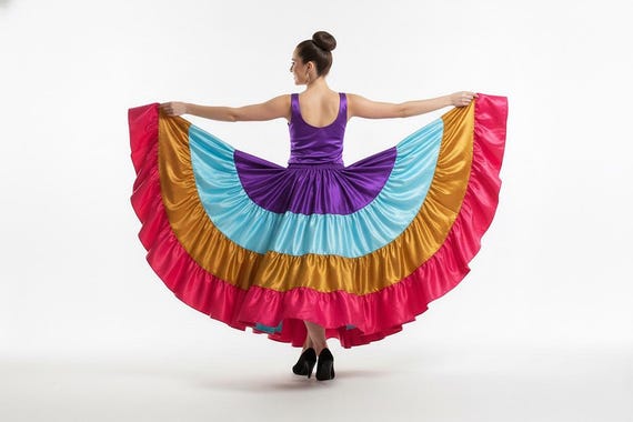 Satin 25 Yard Belly Dance Skirt: 4 Tier Multi-colored Skirt - Etsy