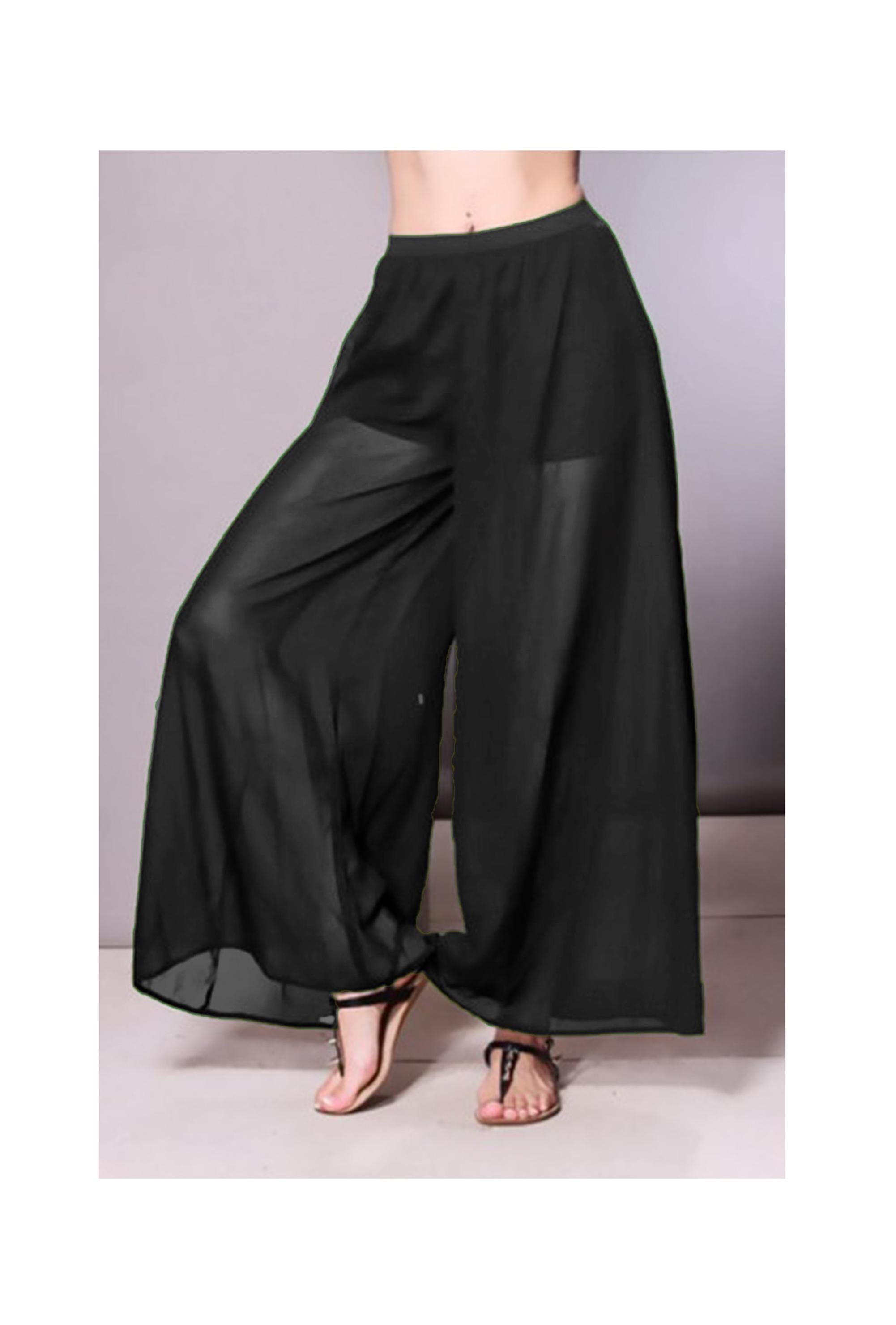 Chiffon Wide Leg Palazzo Pants, Long Elastic Waistband Pant Chiffon Wide Leg Palazzo Pants, Long Elastic Waistband Pant