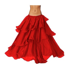Chiffon Belly Dance Skirt: 3-Flyer Half Circle Tribal Costume