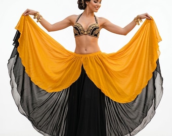 Chiffon Belly Dance Skirt: Two Layer Maxi Tribal Skirt
