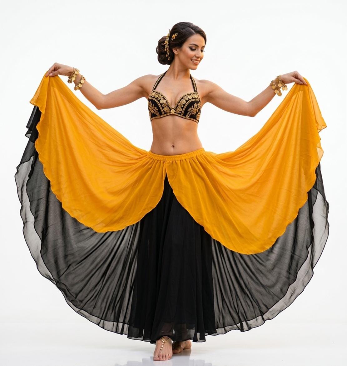 Chiffon Belly Dance Skirt: Two Layer Maxi Tribal Skirt - Etsy