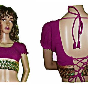 Chiffon Blouse/ Top Bollywood/ Belly Dance Blouse/ Top with Lace Border