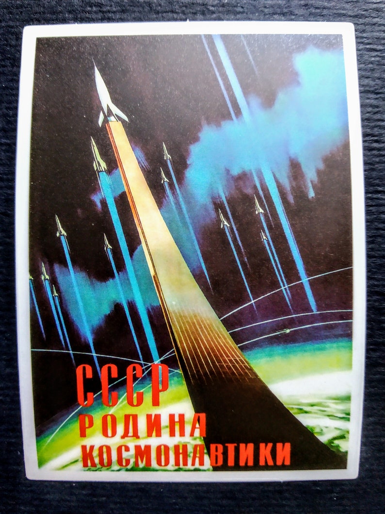 Set of 6 vinyl stickersdecals in the style of pin-up USSR,Space,Soviet Propaganda,Yuri Gagarin,Laptop Decor,Car Decor,Bicycle Decor.