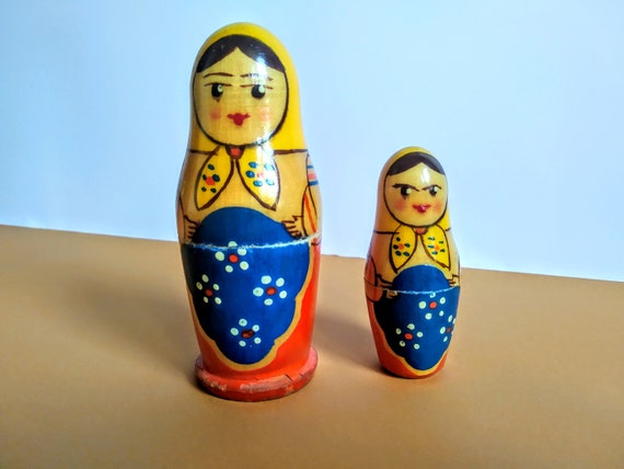 Vintage Matryoshka dolls,Set of 2 pcs,Russian doll,Soviet Matryoshka,Russian souvenir,wooden toy,home decor,office decor,Soviet rarity,USSR.