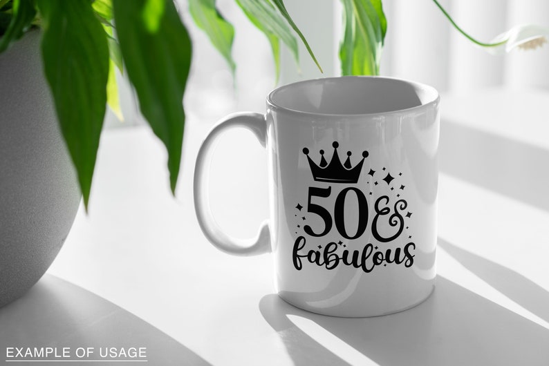Download 50 And Fabulous 50th Birthday Design Silhouette SVG PNG | Etsy