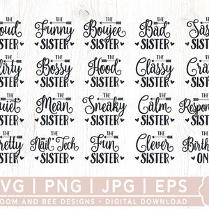 Sisters SVG Bundle, 20+ Sisters Matching Shirt Designs, Sisters Squad Svg, Sisters Shirt Svg, Girls Party Svg, Birthday Party Svg, Cut Files