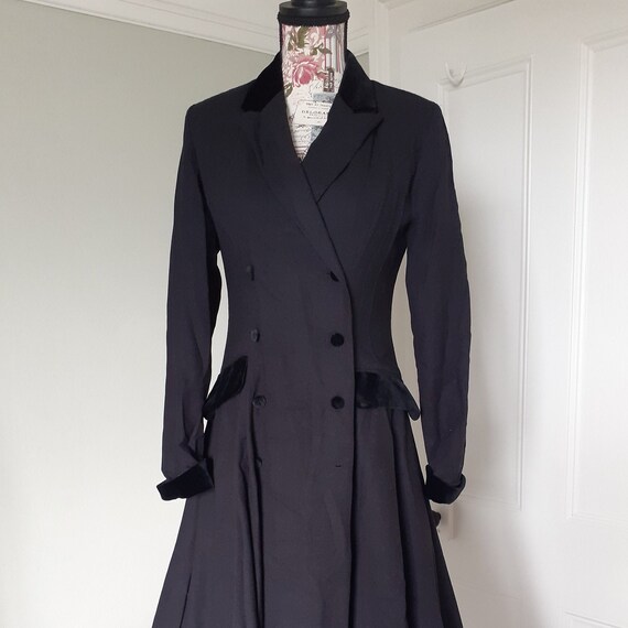Laura Ashley black crepe frock coat