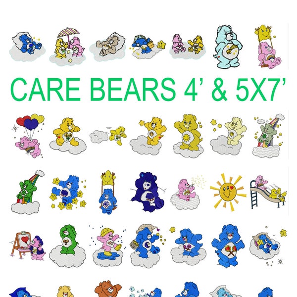 74 Care Bears machine embroidery designs, carebear patterns, cartoon characters, teddy bear embroidery, childrens design, instant download