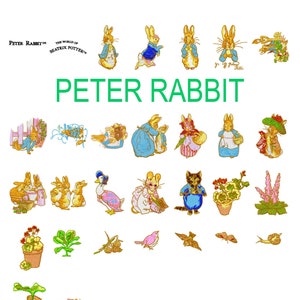 30 Peter Rabbit machine embroidery designs, beatrix potter embroidery, peter rabbit pattern childrens design animal pattern instant download