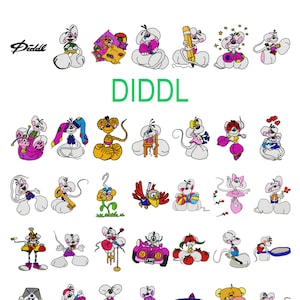 60 Diddle Mouse machine embroidery designs, cartoon mouse patterns, pimboli teddy bear, teddy bear embroidery, diddlina design, childrens image 1