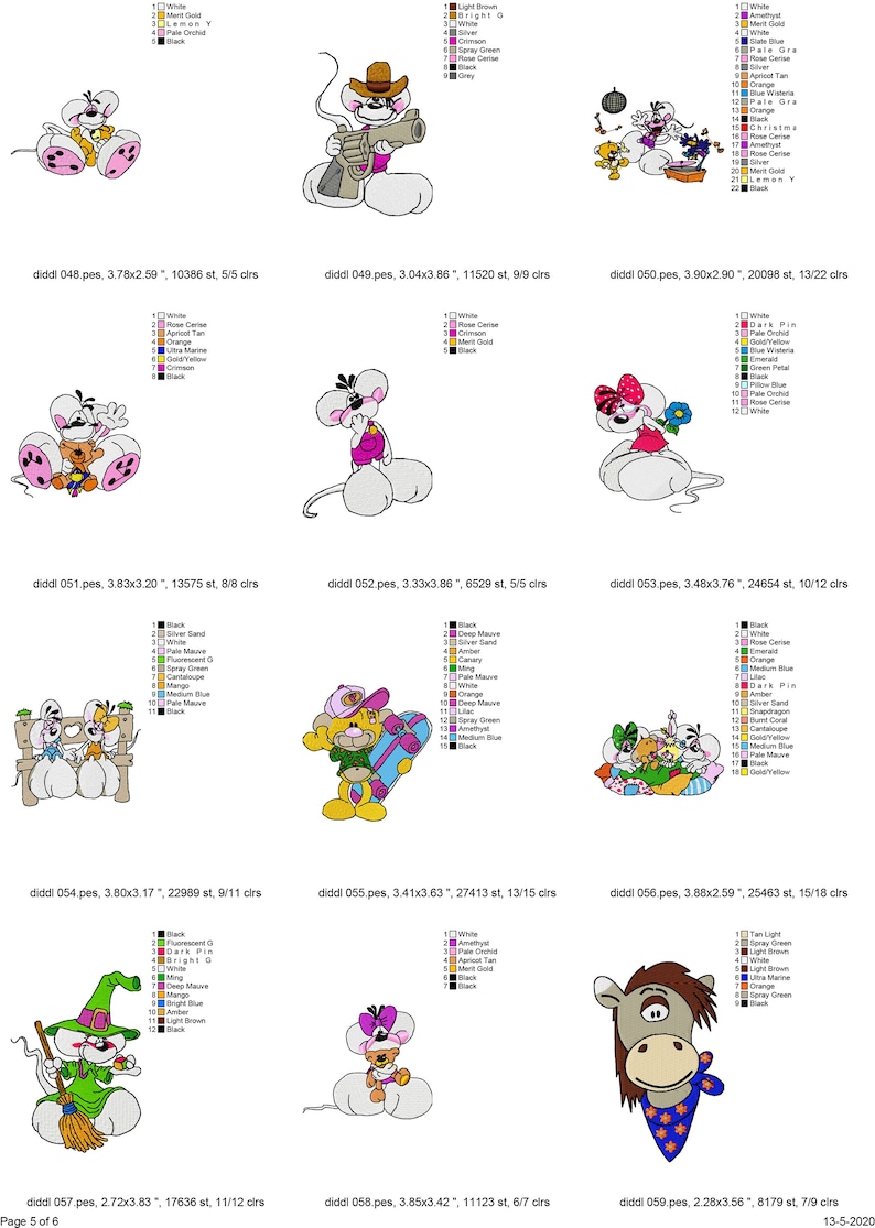 60 Diddle Mouse machine embroidery designs, cartoon mouse patterns, pimboli teddy bear, teddy bear embroidery, diddlina design, childrens image 6