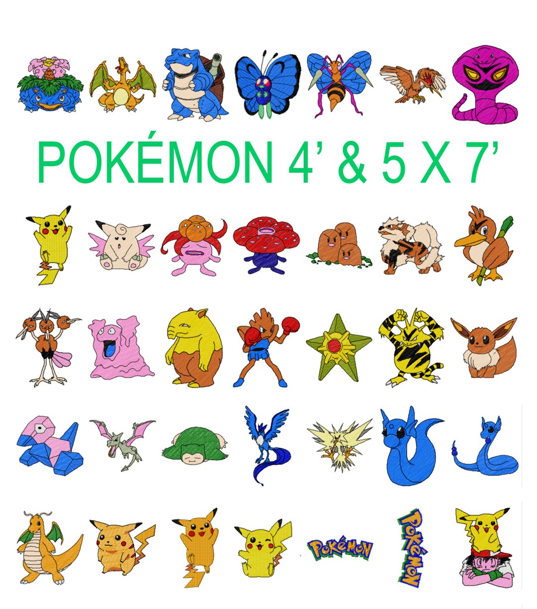 35 Pokémon Machine Embroidery Designs, Pokemon Embroidery, Pikachu ...