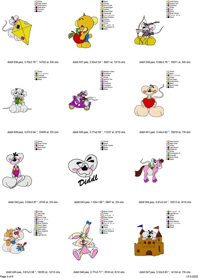 60 Diddle Mouse machine embroidery designs, cartoon mouse patterns, pimboli teddy bear, teddy bear embroidery, diddlina design, childrens image 5