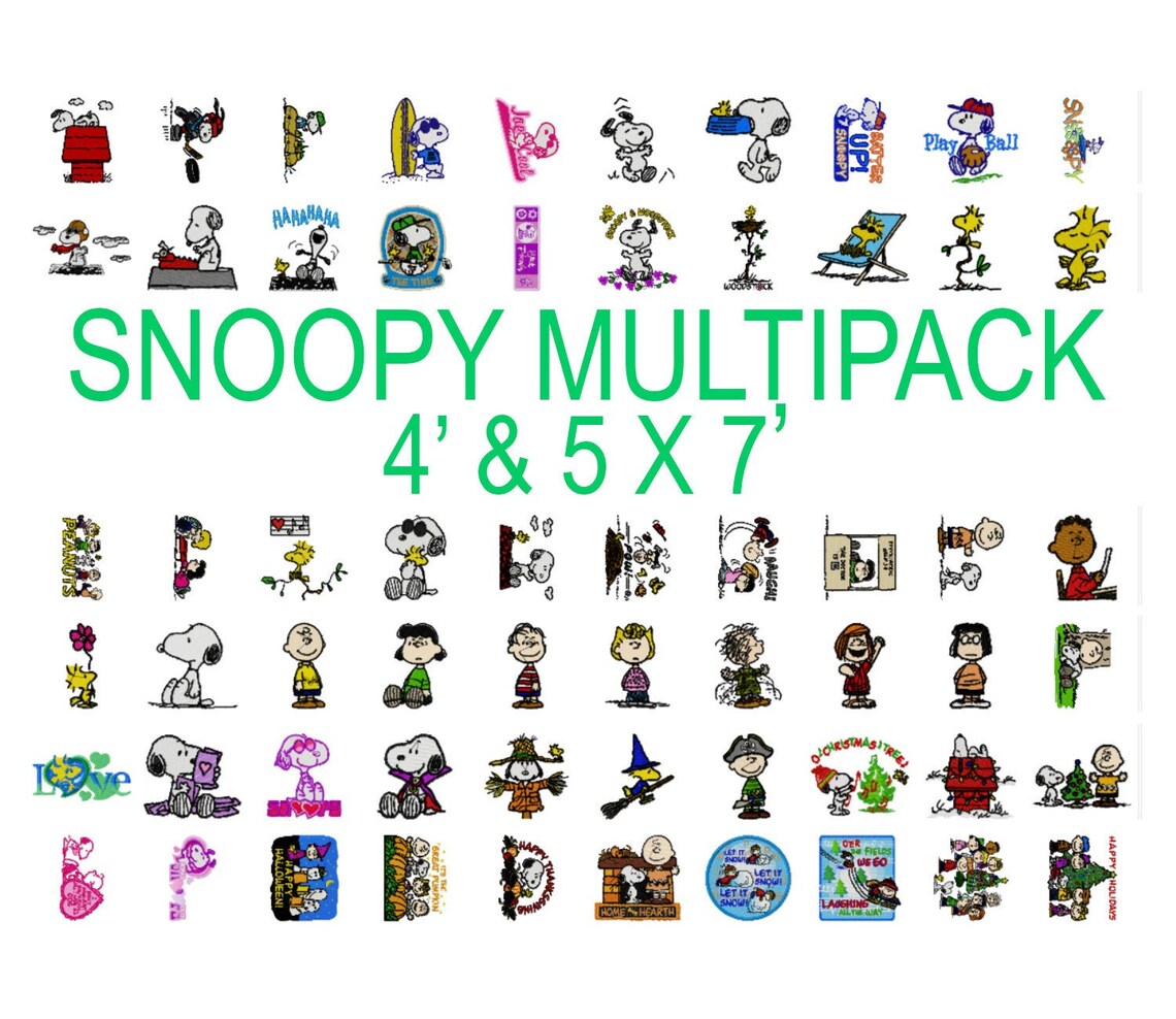 60 Snoopy Machine Embroidery Designs Large Peanuts Pattern Etsy