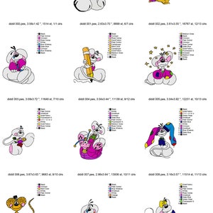 60 Diddle Mouse machine embroidery designs, cartoon mouse patterns, pimboli teddy bear, teddy bear embroidery, diddlina design, childrens image 2