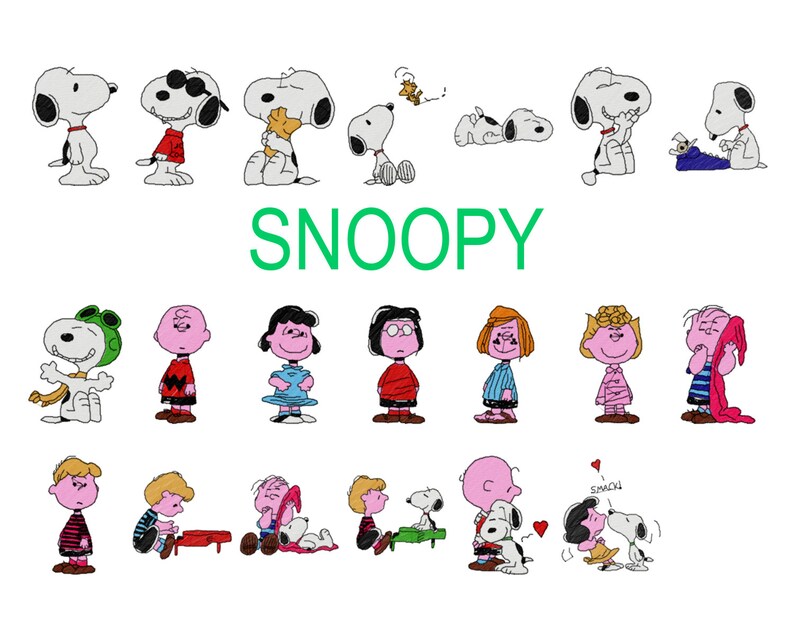 20 Snoopy machine embroidery designs peanuts embroidery Etsy
