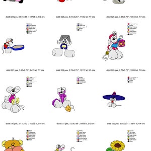 60 Diddle Mouse machine embroidery designs, cartoon mouse patterns, pimboli teddy bear, teddy bear embroidery, diddlina design, childrens image 4