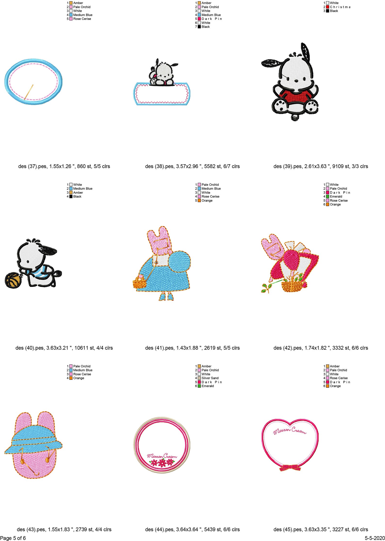 Sanrio Embroidery Designs